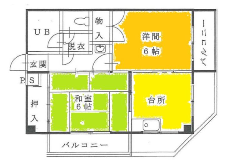 大阪府大阪市東住吉区湯里6(マンション)の賃貸物件の間取り