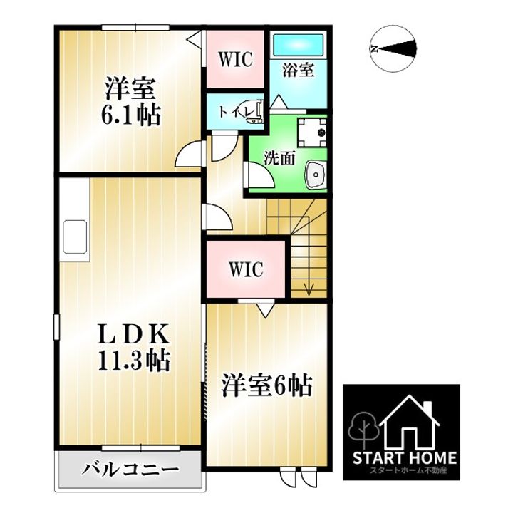 徳島県板野郡北島町鯛浜字西ノ須(アパート)の賃貸物件の間取り