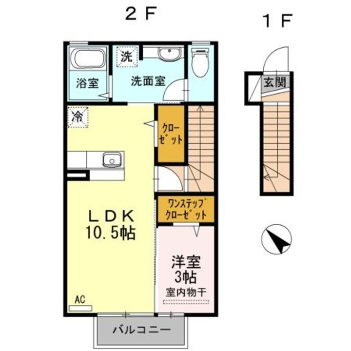 福島県いわき市中岡町3(アパート)の賃貸物件の間取り