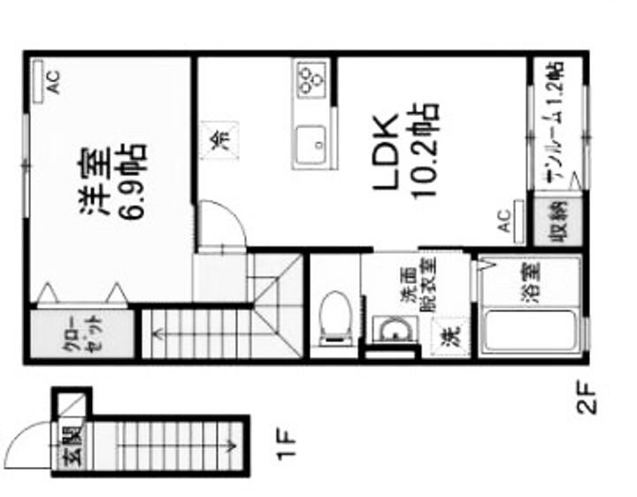 広島県福山市千田町3(アパート)の賃貸物件の間取り