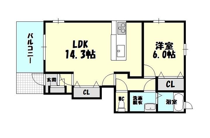 福岡県糟屋郡粕屋町花ヶ浦3(アパート)の賃貸物件の間取り