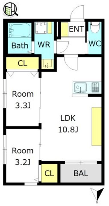 愛知県名古屋市中村区長筬町1(アパート)の賃貸物件の間取り