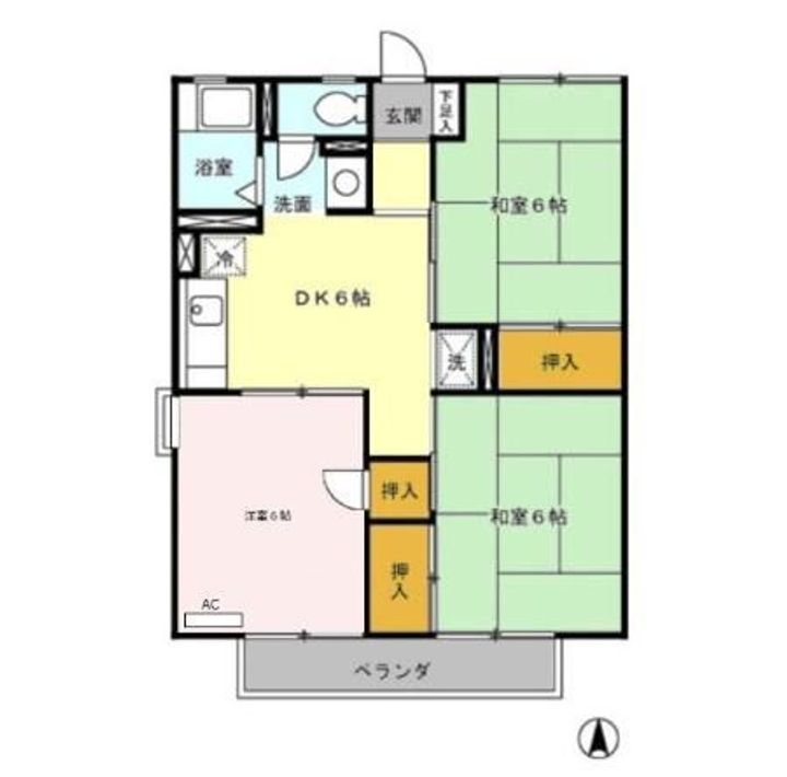 福島県郡山市鶴見坦1(アパート)の賃貸物件の間取り