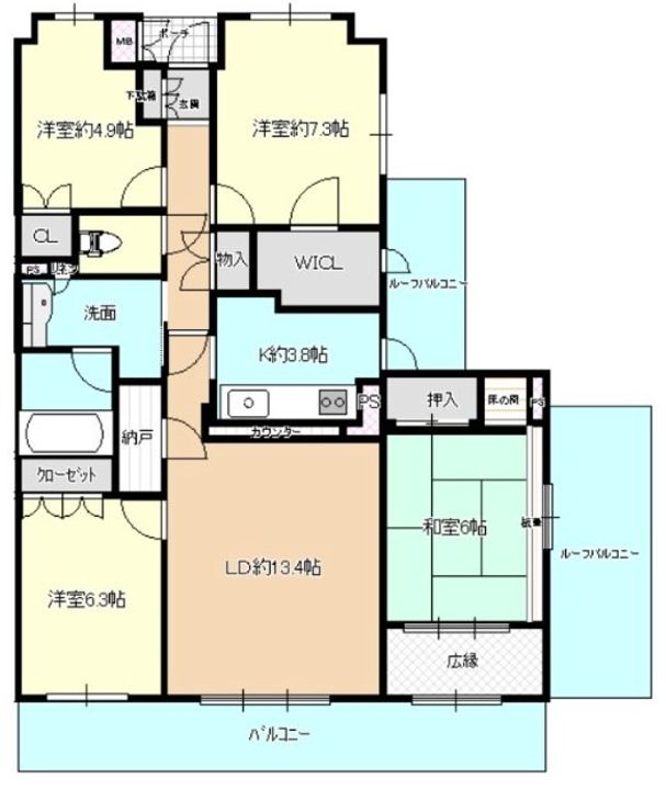 静岡県浜松市中央区新津町(マンション)の賃貸物件の間取り