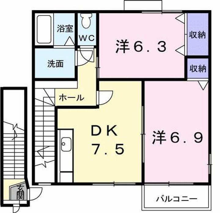 福島県いわき市金山町朝日台(アパート)の賃貸物件の間取り