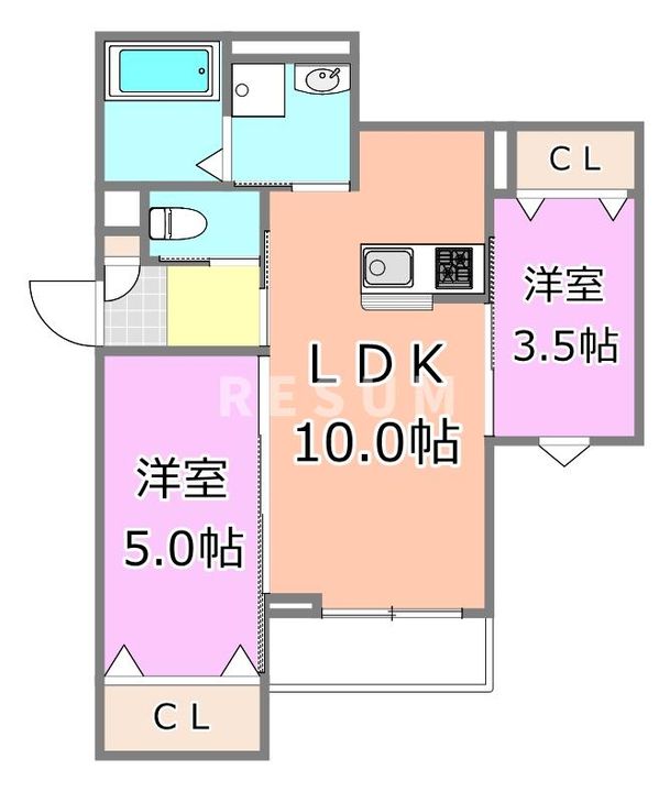 千葉県千葉市中央区長洲2(アパート)の賃貸物件の間取り