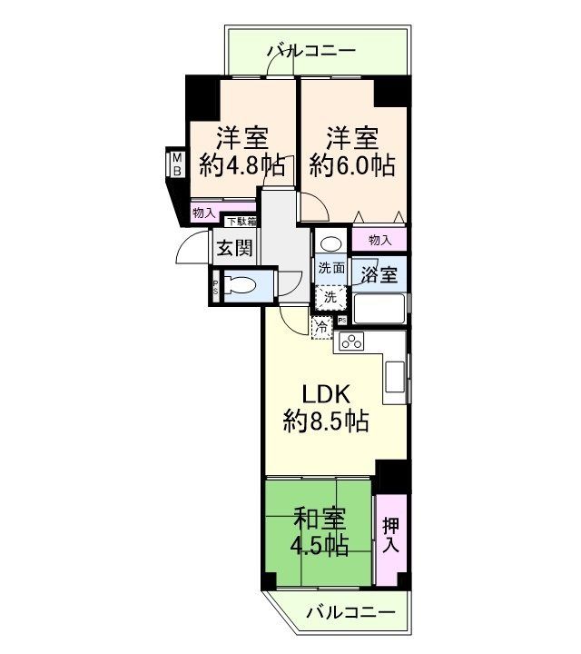 大阪府大阪市天王寺区空堀町(マンション)の賃貸物件の間取り