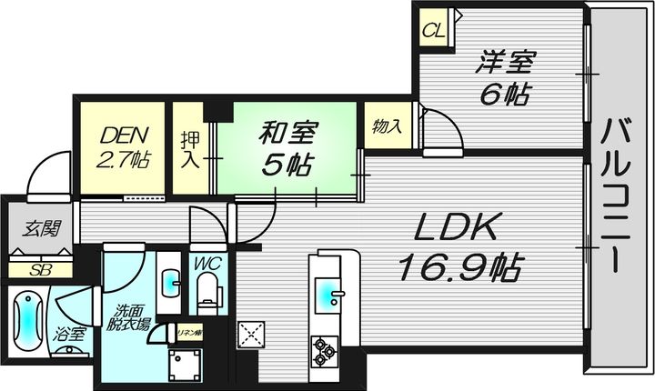 大阪府大阪市港区南市岡3(マンション)の賃貸物件の間取り