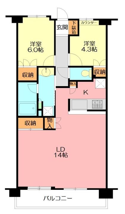 神奈川県藤沢市湘南台2(マンション)の賃貸物件の間取り
