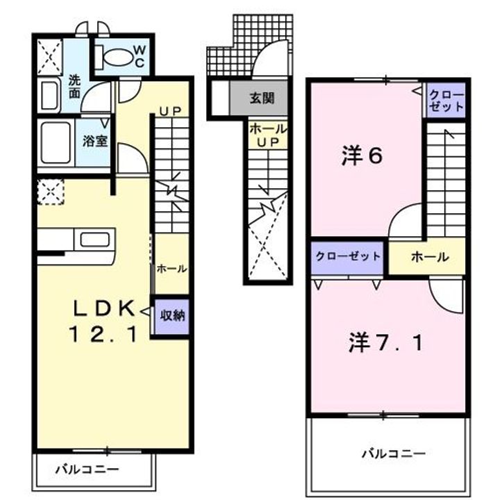 福島県いわき市平中平窪新町(アパート)の賃貸物件の間取り