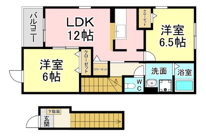 福岡県北九州市小倉南区徳吉西1(アパート)の賃貸物件の間取り
