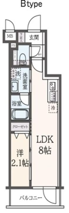 東京都新宿区新宿7(マンション)の賃貸物件の間取り