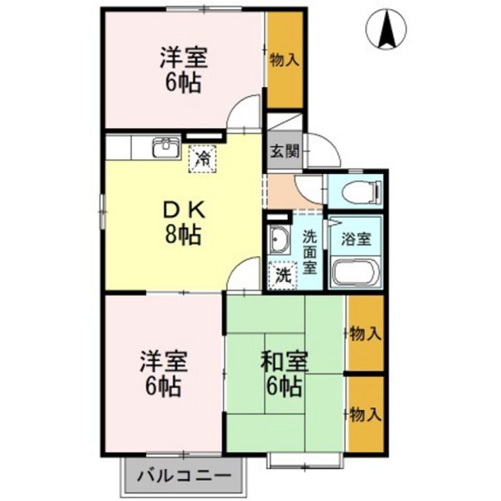 岡山県岡山市北区花尻ききょう町(アパート)の賃貸物件の間取り