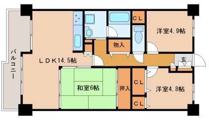 シャルマンコーポ第3瀬田1の間取り