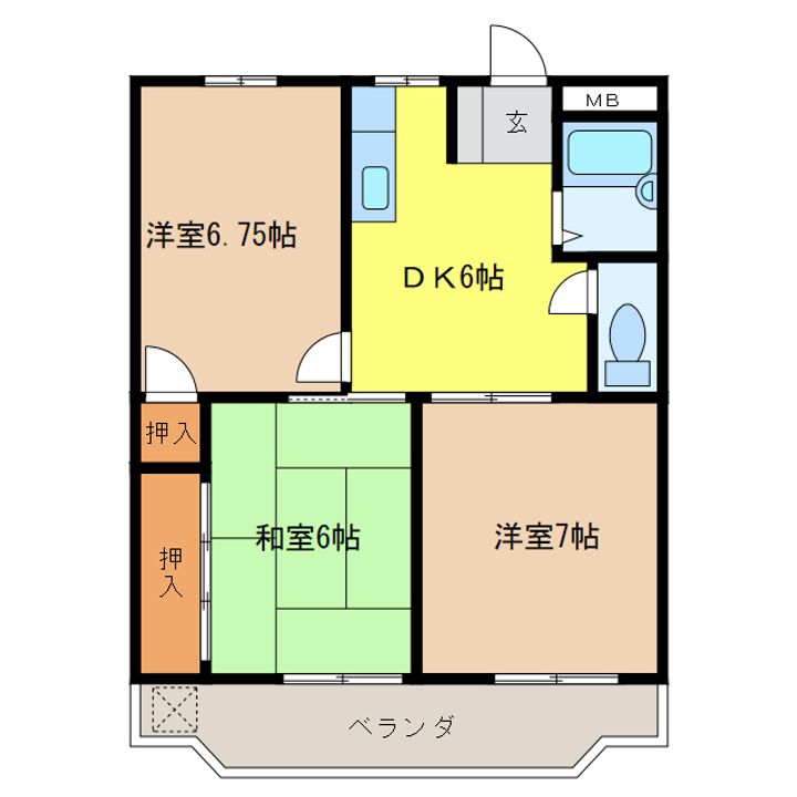 岐阜県各務原市鵜沼各務原町5(マンション)の賃貸物件の間取り