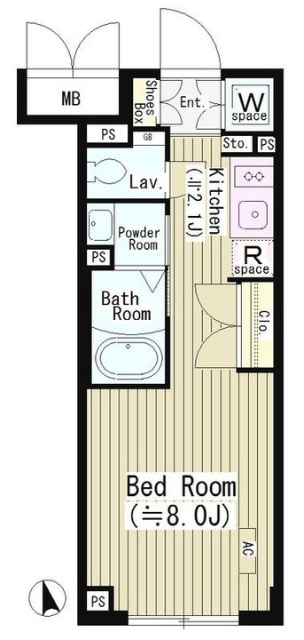 東京都新宿区二十騎町(マンション)の賃貸物件の間取り