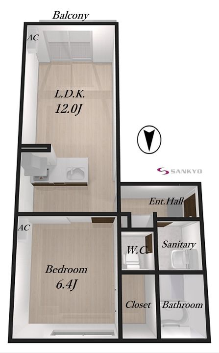 山形県山形市小白川町4(アパート)の賃貸物件の間取り