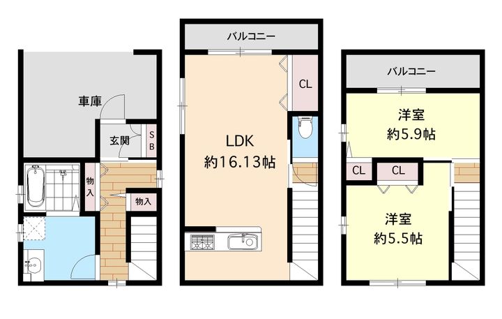 大阪府大阪市住吉区住吉1(一戸建)の賃貸物件の間取り
