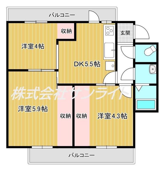 ヴィラナリー善通寺2号棟の間取り