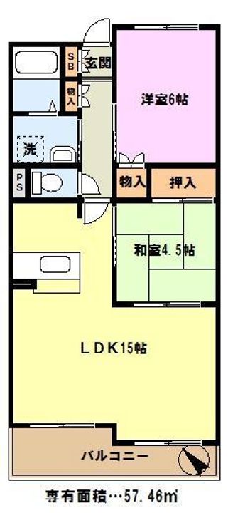 埼玉県川口市原町(マンション)の賃貸物件の間取り