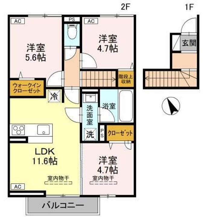 栃木県小山市花垣町1(アパート)の賃貸物件の間取り