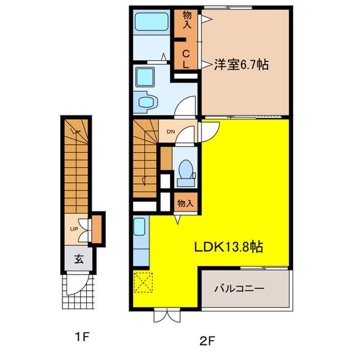 岐阜県大垣市和合本町2(アパート)の賃貸物件の間取り