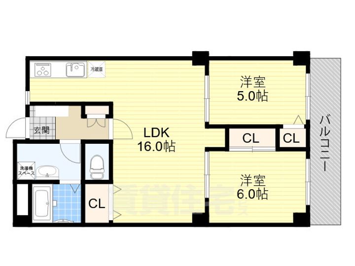 大阪府吹田市岸部北5(マンション)の賃貸物件の間取り