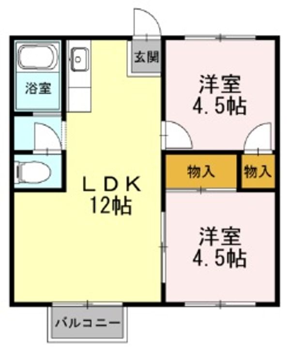 神奈川県小田原市鴨宮(アパート)の賃貸物件の間取り