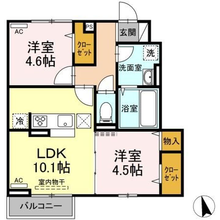 福島県福島市瀬上町字一ノ坪(アパート)の賃貸物件の間取り