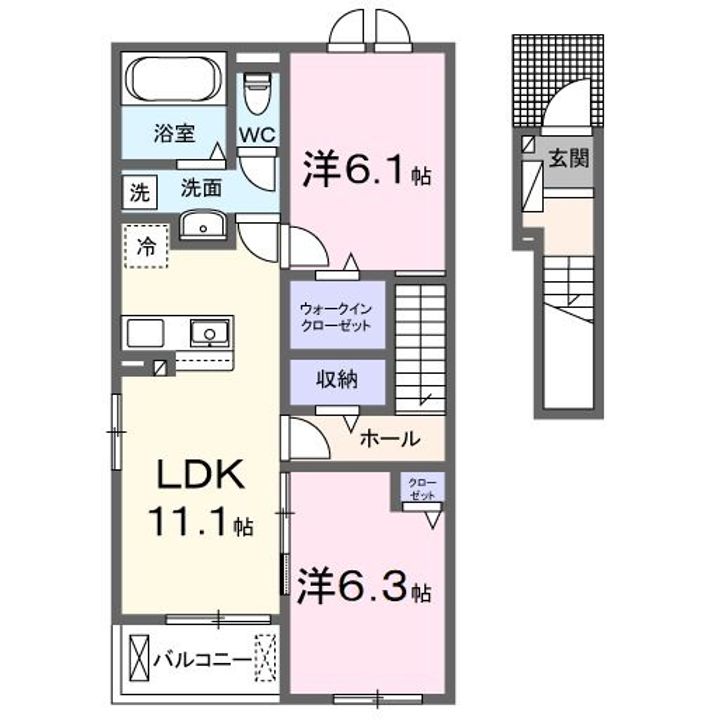 京都府南丹市園部町木崎町中川端(アパート)の賃貸物件の間取り