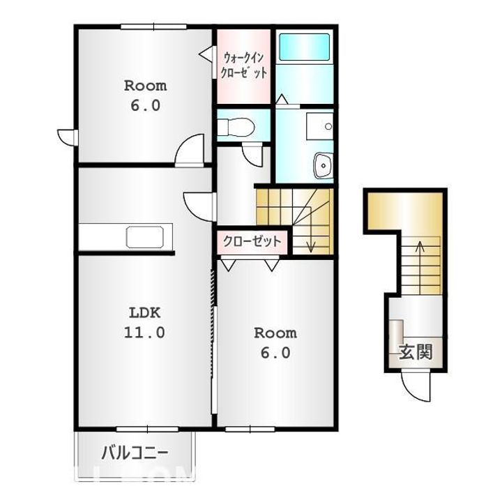 群馬県高崎市下里見町(アパート)の賃貸物件の間取り