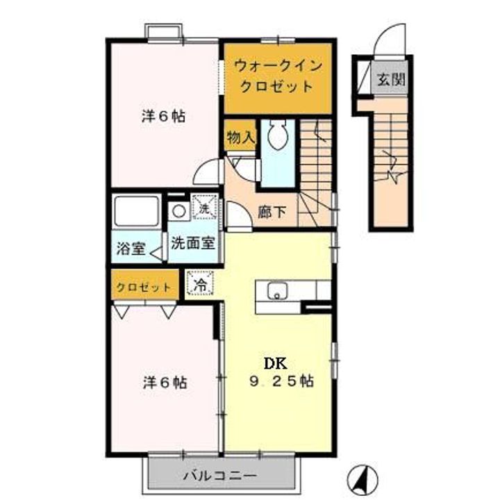 福島県いわき市中岡町5(アパート)の賃貸物件の間取り