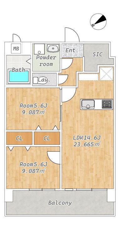 熊本県熊本市北区楡木1(マンション)の賃貸物件の間取り