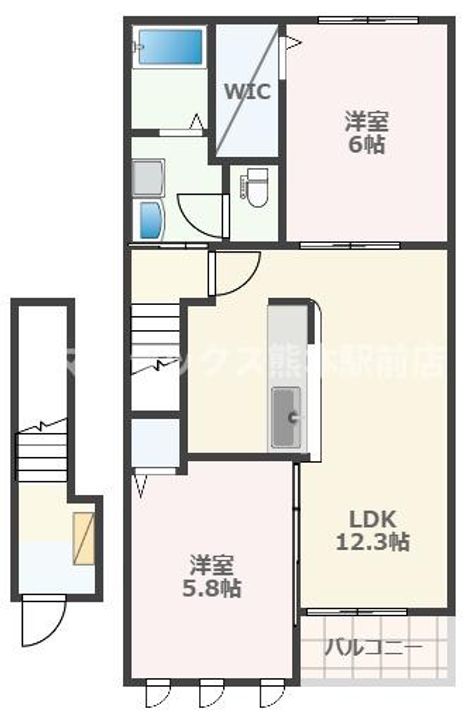 熊本県熊本市南区野田1(アパート)の賃貸物件の間取り