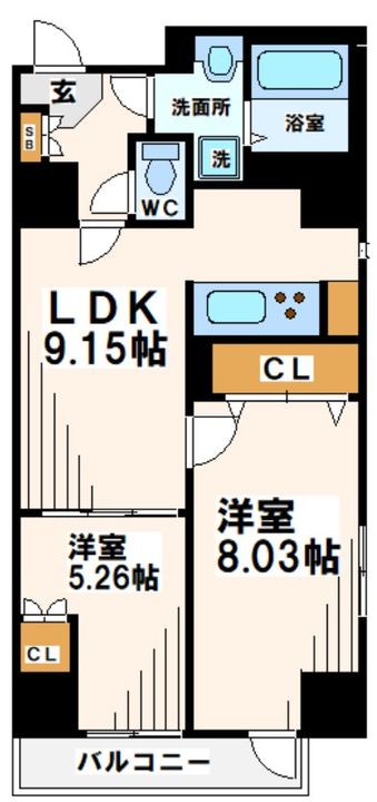 東京都府中市若松町2(マンション)の賃貸物件の間取り