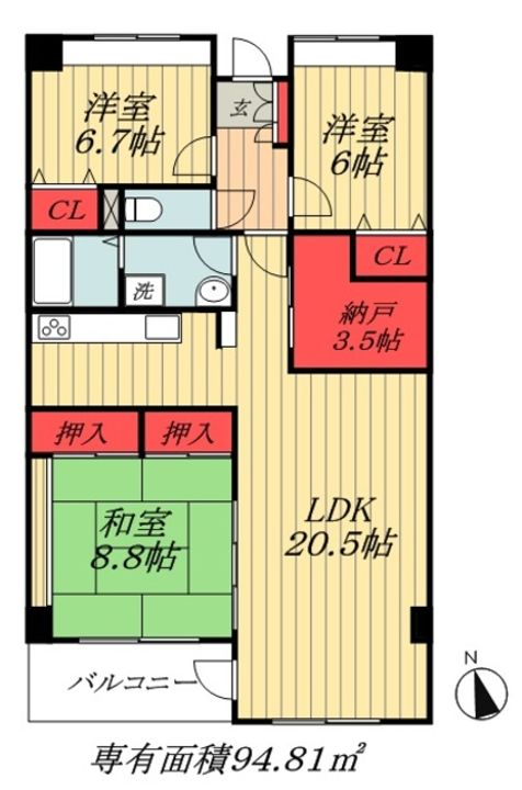 千葉県船橋市本中山4(マンション)の賃貸物件の間取り