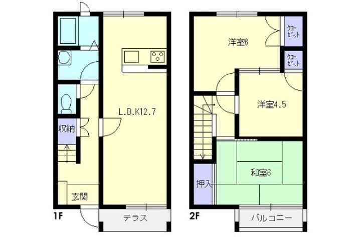 土合タウンハウスBの間取り