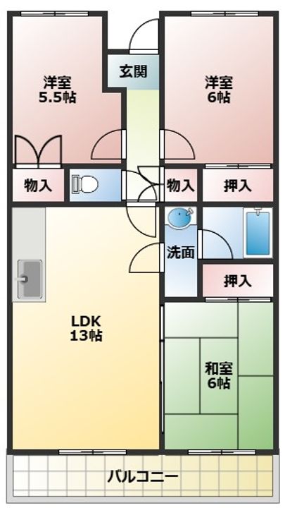 兵庫県明石市二見町西二見(マンション)の賃貸物件の間取り