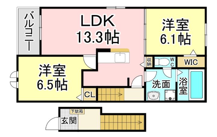 福岡県北九州市小倉南区横代東町3(アパート)の賃貸物件の間取り