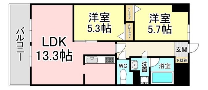 福岡県北九州市八幡西区岸の浦1(マンション)の賃貸物件の間取り