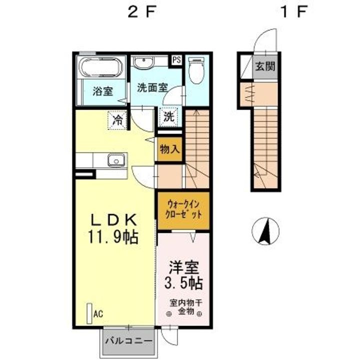 福島県郡山市日和田町字千峯坦(アパート)の賃貸物件の間取り
