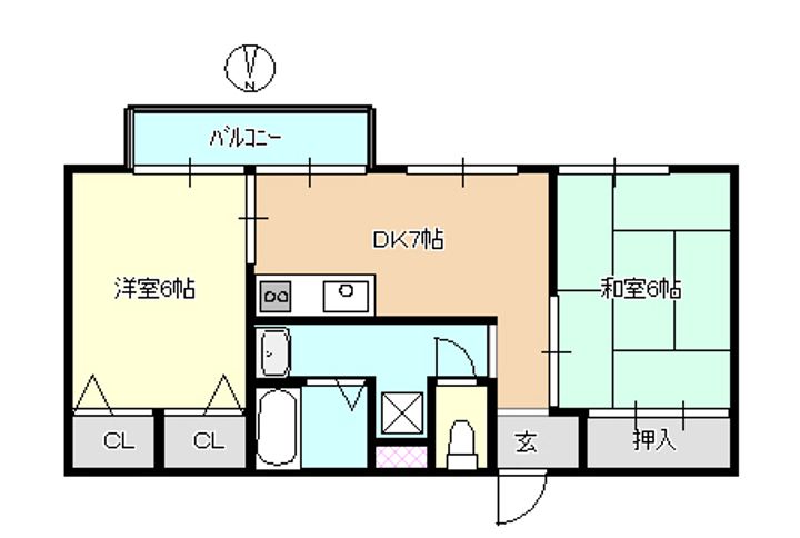 奈良県橿原市中曽司町(アパート)の賃貸物件の間取り