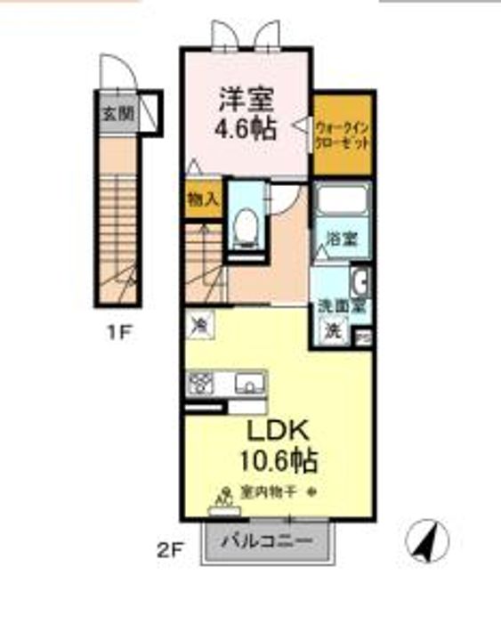 愛知県刈谷市野田町陣戸池(アパート)の賃貸物件の間取り