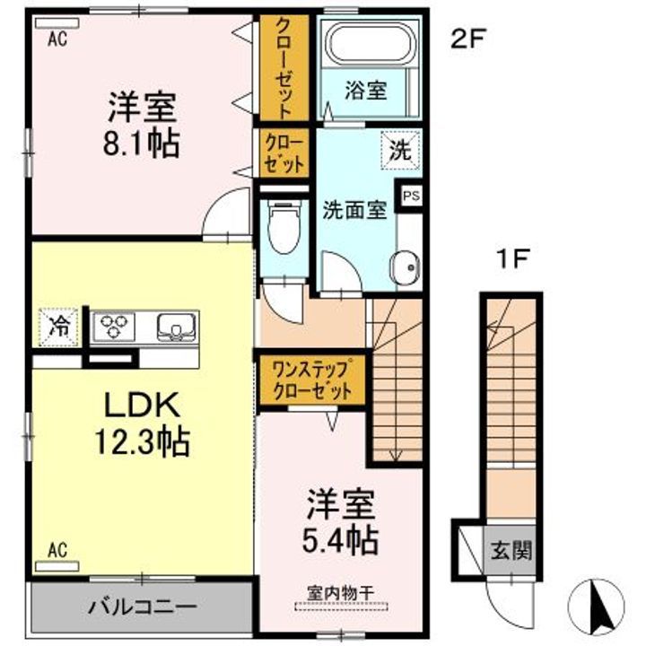 福島県いわき市小名浜野田字田中(アパート)の賃貸物件の間取り