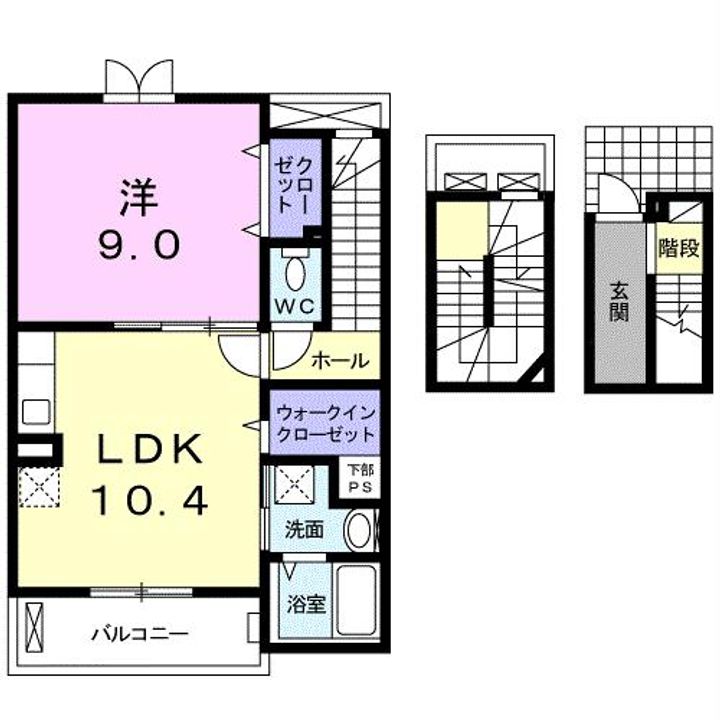 愛知県蒲郡市水竹町千丸(アパート)の賃貸物件の間取り