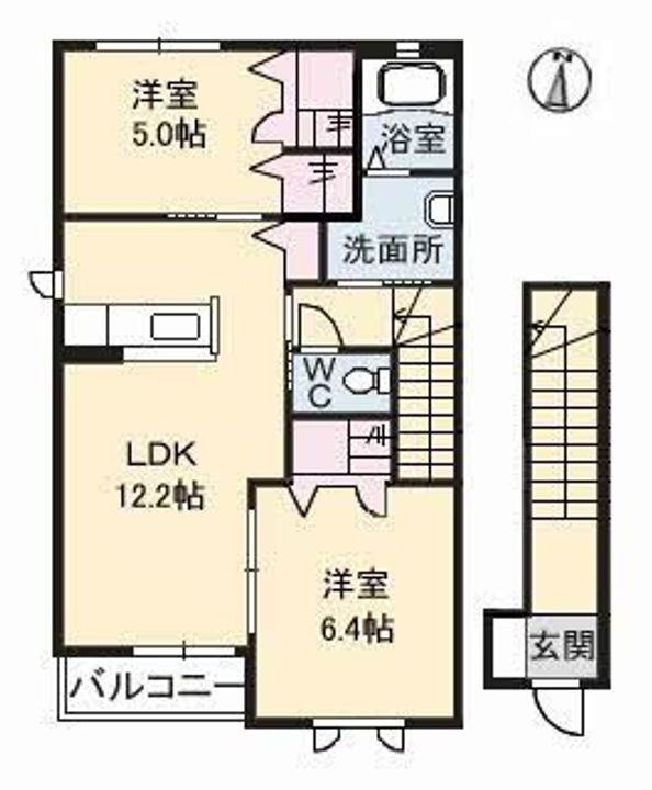 広島県福山市神辺町字十三軒屋(アパート)の賃貸物件の間取り