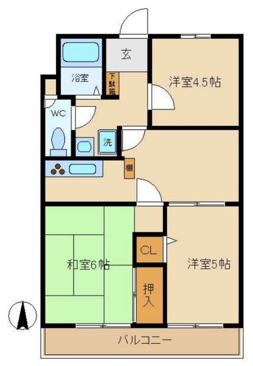 東京都世田谷区成城1(マンション)の賃貸物件の間取り