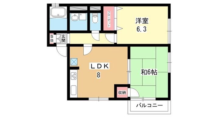 大阪府豊中市桜の町5(アパート)の賃貸物件の間取り