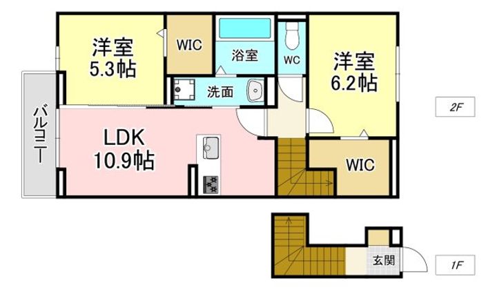 福岡県北九州市八幡西区町上津役東1(アパート)の賃貸物件の間取り