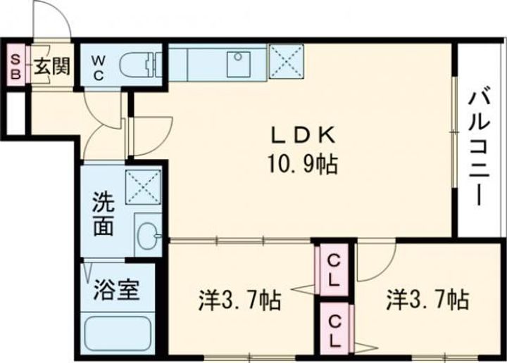 大阪府泉佐野市本町(アパート)の賃貸物件の間取り